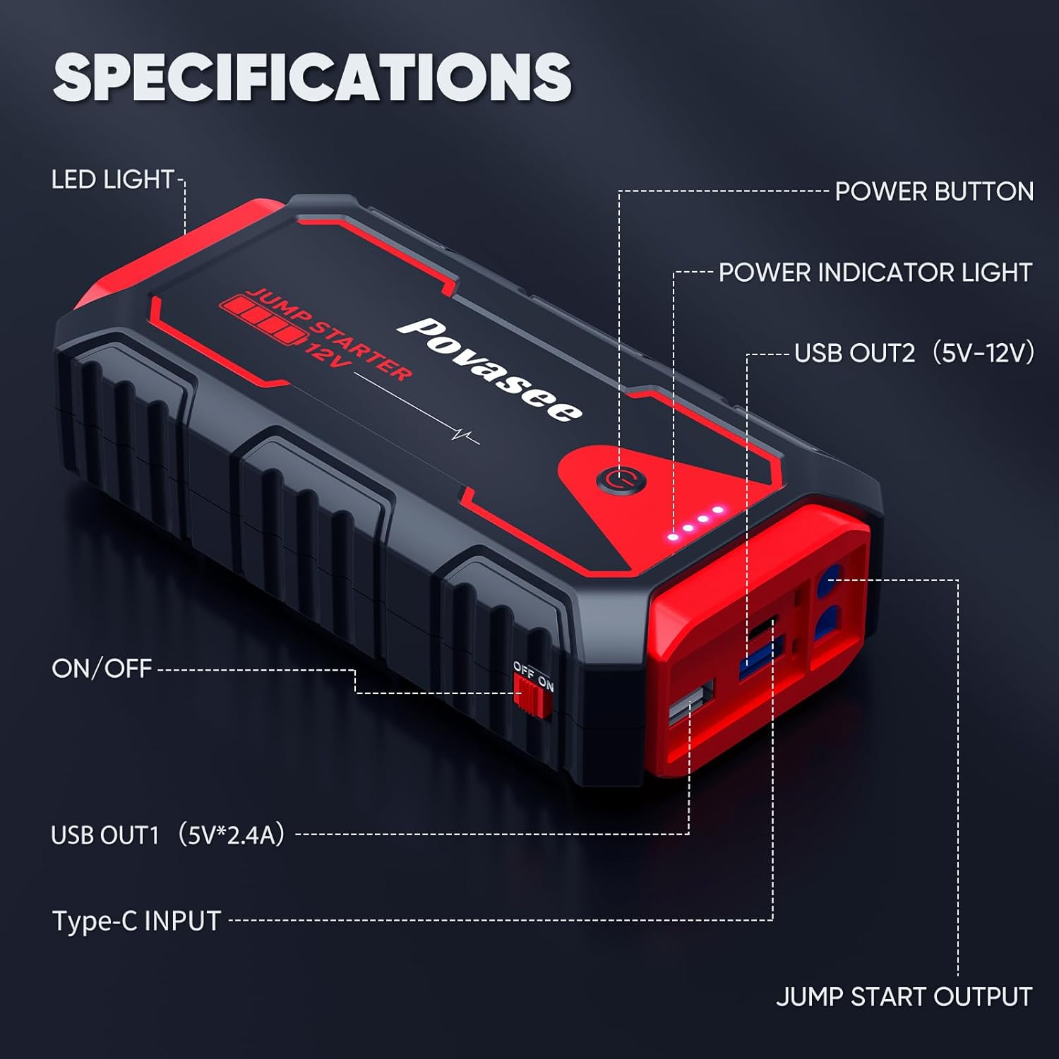 Povasee 5000A Jump Starters
